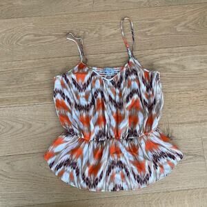 S.Y.L.K. Chevron Pattern Cami Top in Orange Brown Cream
